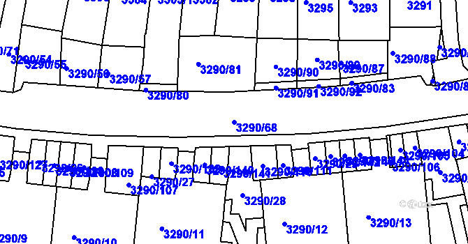 Parcela st. 3290/68 v KÚ Frýdek, Katastrální mapa