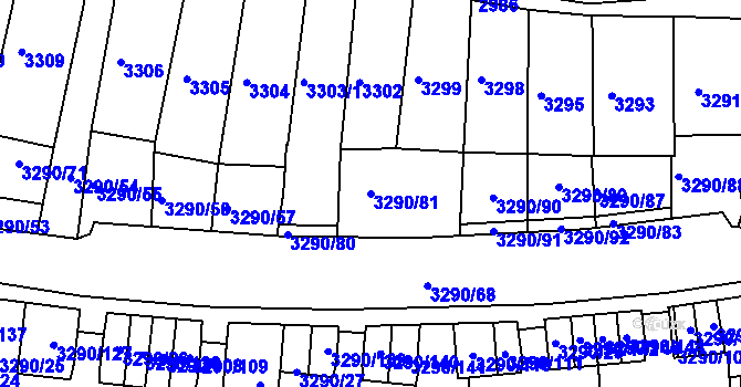 Parcela st. 3290/81 v KÚ Frýdek, Katastrální mapa