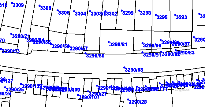 Parcela st. 3290/82 v KÚ Frýdek, Katastrální mapa
