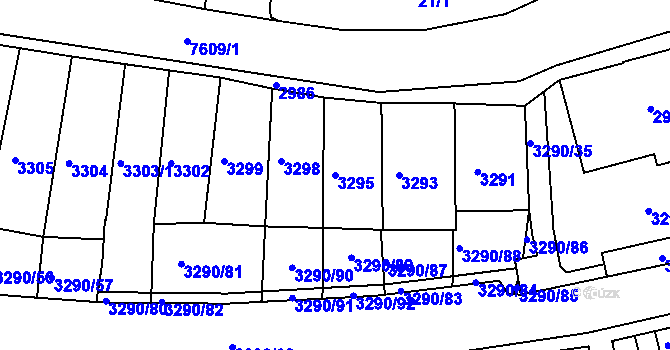 Parcela st. 3295 v KÚ Frýdek, Katastrální mapa