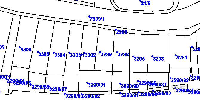 Parcela st. 3299 v KÚ Frýdek, Katastrální mapa