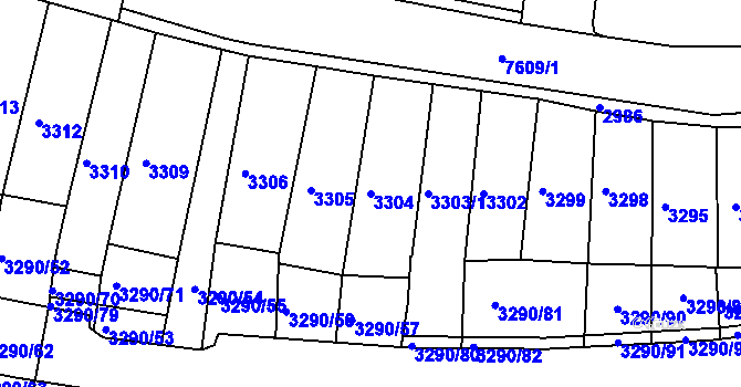 Parcela st. 3304 v KÚ Frýdek, Katastrální mapa