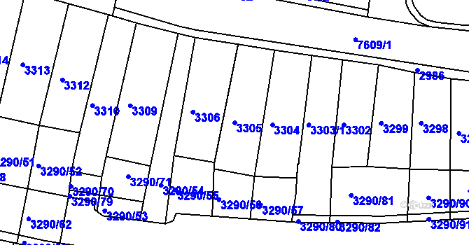 Parcela st. 3305 v KÚ Frýdek, Katastrální mapa