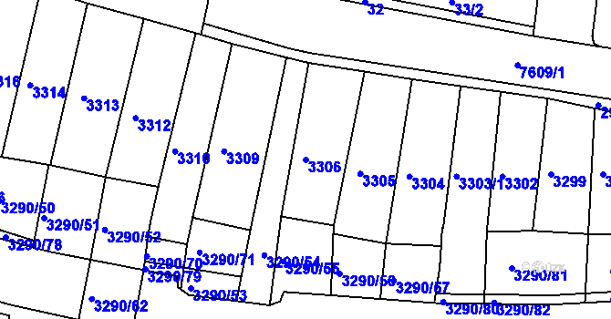 Parcela st. 3306 v KÚ Frýdek, Katastrální mapa