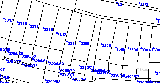 Parcela st. 3309 v KÚ Frýdek, Katastrální mapa