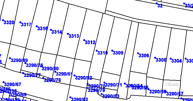 Parcela st. 3310 v KÚ Frýdek, Katastrální mapa