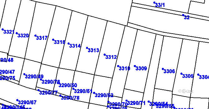 Parcela st. 3312 v KÚ Frýdek, Katastrální mapa