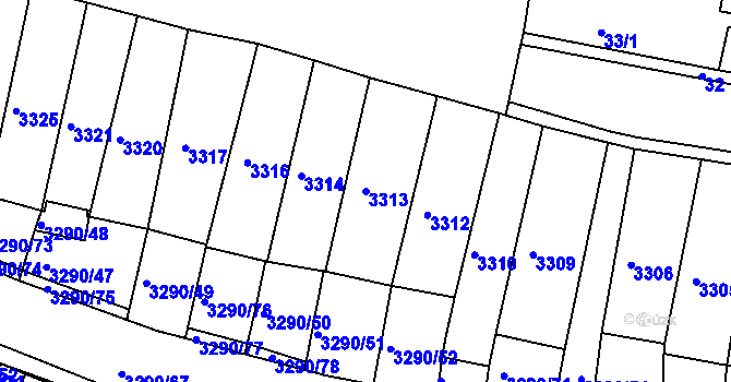 Parcela st. 3313 v KÚ Frýdek, Katastrální mapa