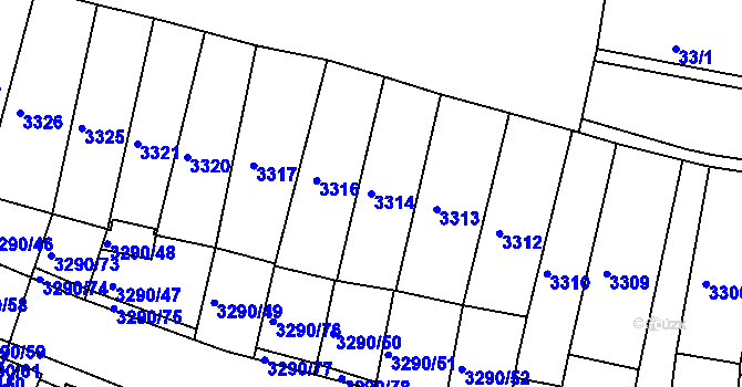 Parcela st. 3314 v KÚ Frýdek, Katastrální mapa