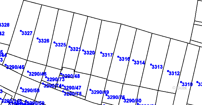 Parcela st. 3317 v KÚ Frýdek, Katastrální mapa