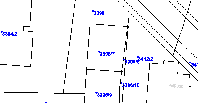 Parcela st. 3396/7 v KÚ Frýdek, Katastrální mapa