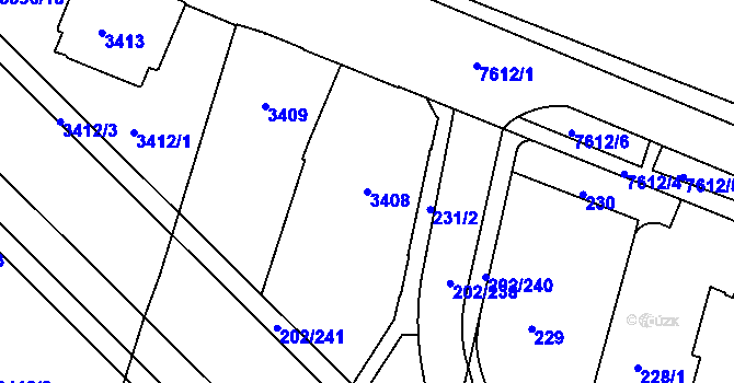 Parcela st. 3408 v KÚ Frýdek, Katastrální mapa