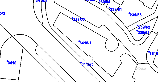 Parcela st. 3415/1 v KÚ Frýdek, Katastrální mapa