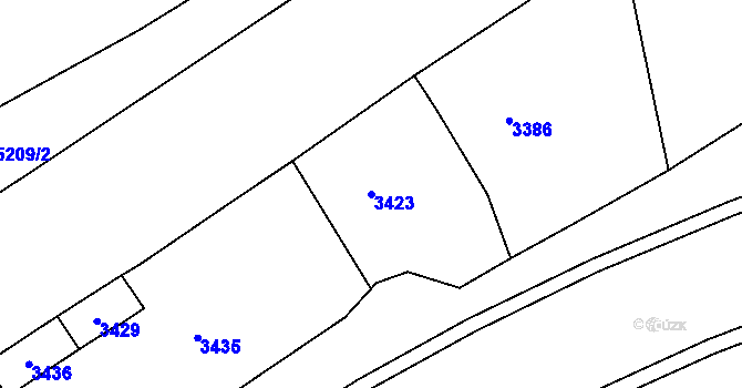 Parcela st. 3423 v KÚ Frýdek, Katastrální mapa
