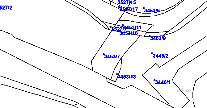 Parcela st. 3453/7 v KÚ Frýdek, Katastrální mapa