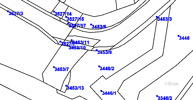 Parcela st. 3453/9 v KÚ Frýdek, Katastrální mapa