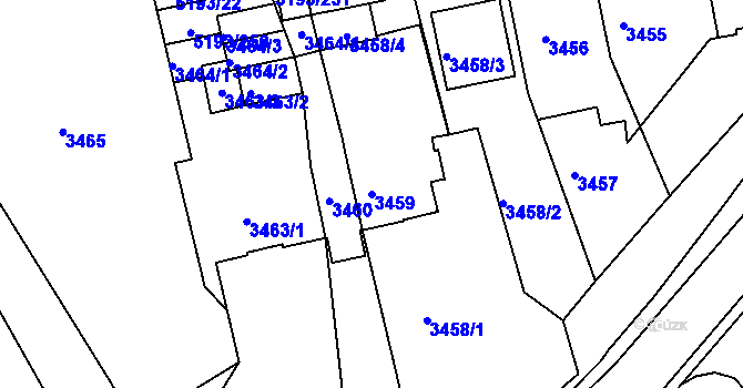 Parcela st. 3459 v KÚ Frýdek, Katastrální mapa