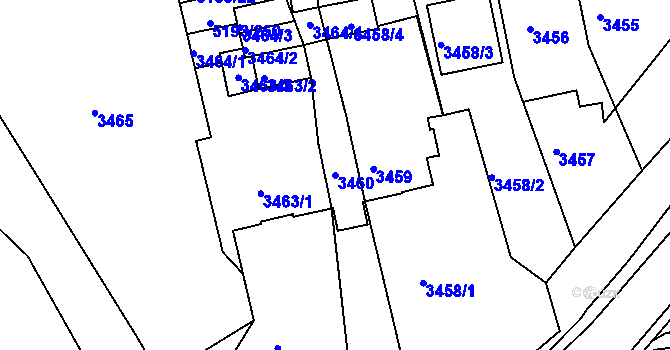 Parcela st. 3460 v KÚ Frýdek, Katastrální mapa