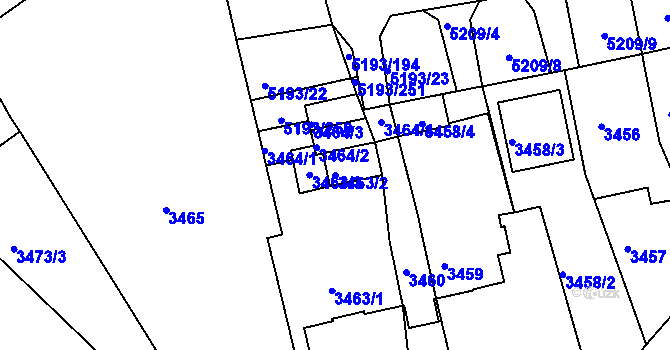Parcela st. 3463/2 v KÚ Frýdek, Katastrální mapa