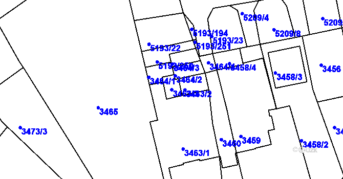 Parcela st. 3463/3 v KÚ Frýdek, Katastrální mapa