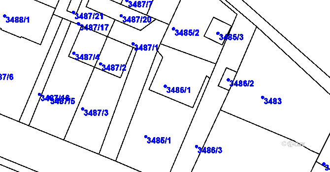 Parcela st. 3486/1 v KÚ Frýdek, Katastrální mapa