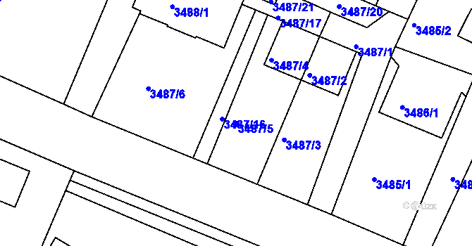 Parcela st. 3487/5 v KÚ Frýdek, Katastrální mapa