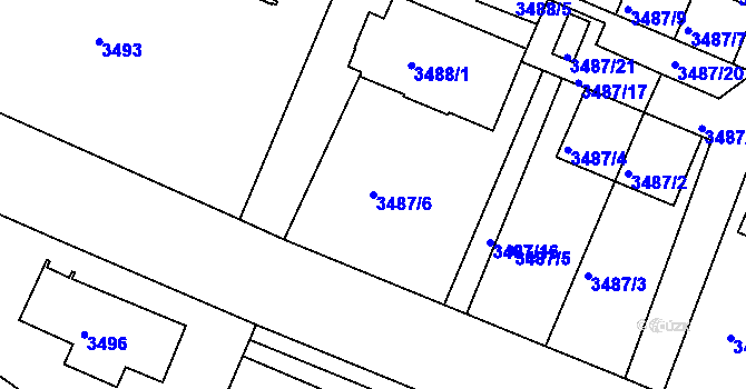 Parcela st. 3487/6 v KÚ Frýdek, Katastrální mapa