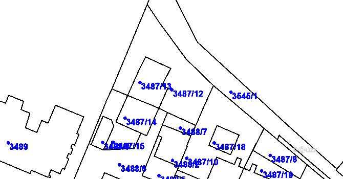 Parcela st. 3487/12 v KÚ Frýdek, Katastrální mapa