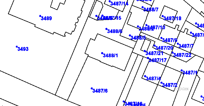 Parcela st. 3488/1 v KÚ Frýdek, Katastrální mapa