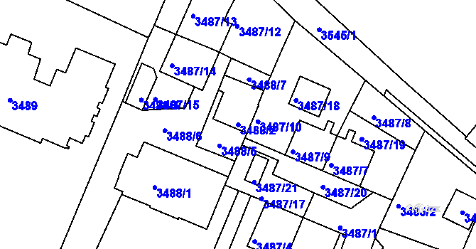 Parcela st. 3488/2 v KÚ Frýdek, Katastrální mapa