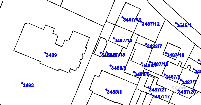 Parcela st. 3488/3 v KÚ Frýdek, Katastrální mapa