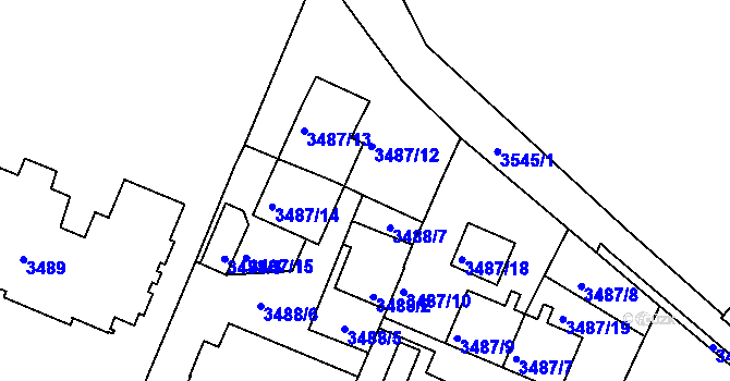 Parcela st. 3488/4 v KÚ Frýdek, Katastrální mapa