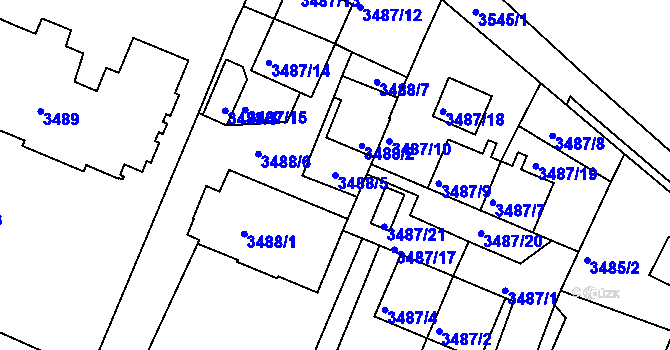 Parcela st. 3488/5 v KÚ Frýdek, Katastrální mapa