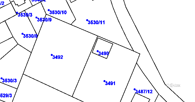 Parcela st. 3490 v KÚ Frýdek, Katastrální mapa