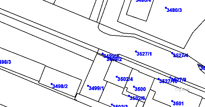 Parcela st. 3499/3 v KÚ Frýdek, Katastrální mapa