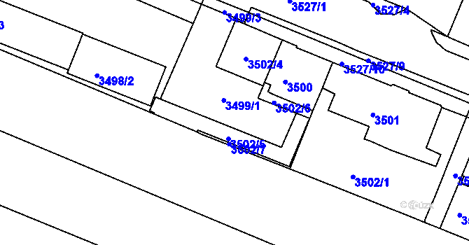 Parcela st. 3502/3 v KÚ Frýdek, Katastrální mapa