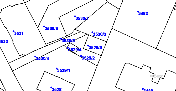 Parcela st. 3529/3 v KÚ Frýdek, Katastrální mapa