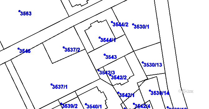 Parcela st. 3543 v KÚ Frýdek, Katastrální mapa