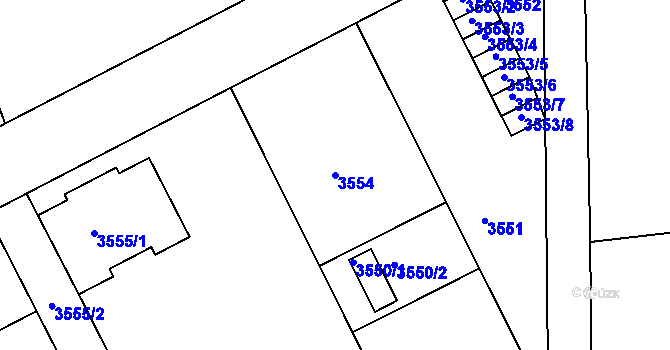 Parcela st. 3554 v KÚ Frýdek, Katastrální mapa