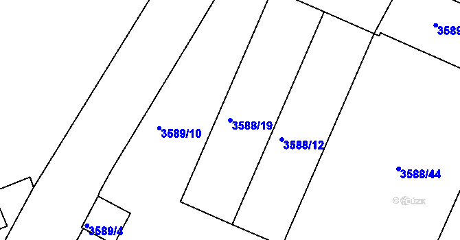 Parcela st. 3588/19 v KÚ Frýdek, Katastrální mapa