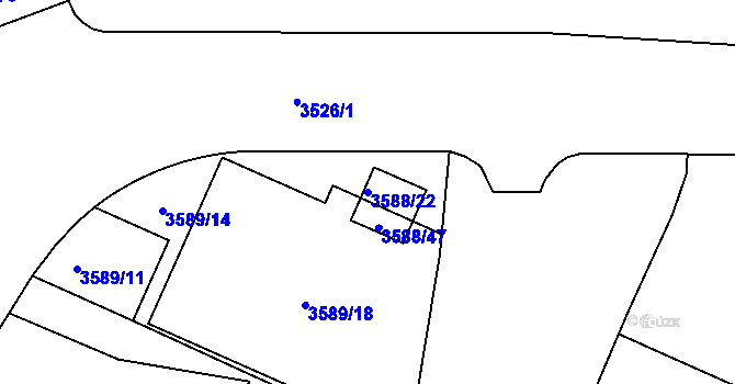 Parcela st. 3588/22 v KÚ Frýdek, Katastrální mapa