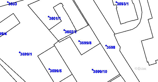 Parcela st. 3599/8 v KÚ Frýdek, Katastrální mapa