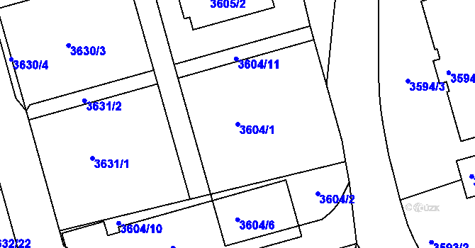 Parcela st. 3604/1 v KÚ Frýdek, Katastrální mapa