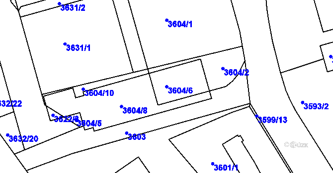 Parcela st. 3604/6 v KÚ Frýdek, Katastrální mapa
