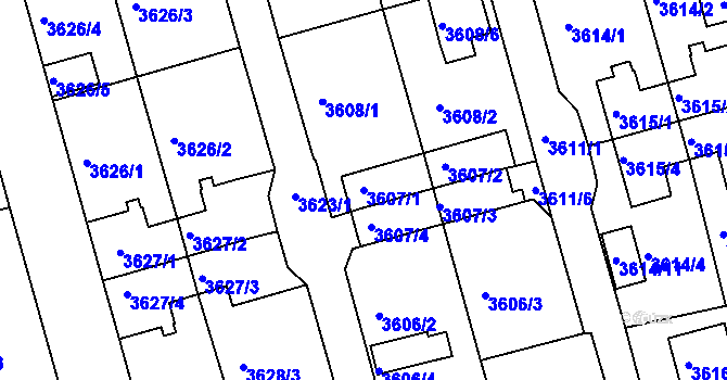 Parcela st. 3607/1 v KÚ Frýdek, Katastrální mapa