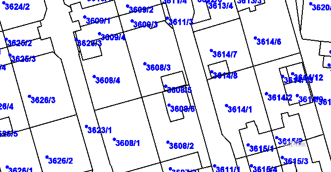 Parcela st. 3608/5 v KÚ Frýdek, Katastrální mapa
