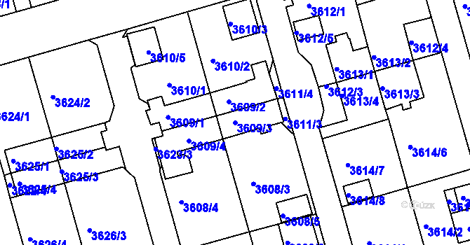 Parcela st. 3609/3 v KÚ Frýdek, Katastrální mapa