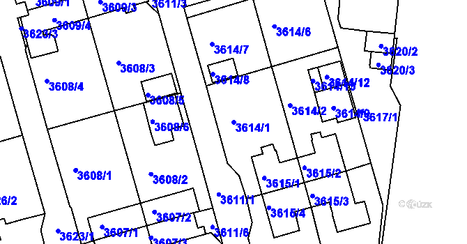 Parcela st. 3614/1 v KÚ Frýdek, Katastrální mapa