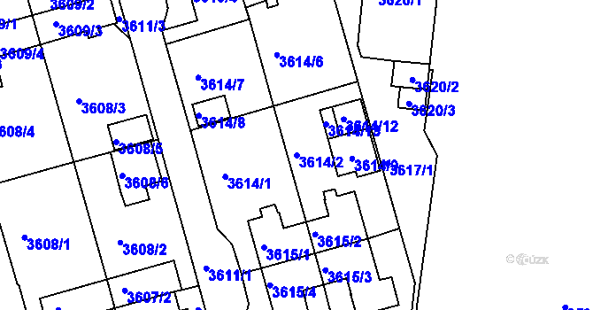 Parcela st. 3614/2 v KÚ Frýdek, Katastrální mapa