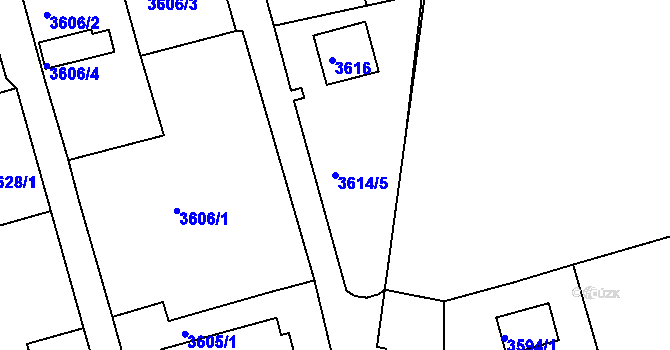 Parcela st. 3614/5 v KÚ Frýdek, Katastrální mapa
